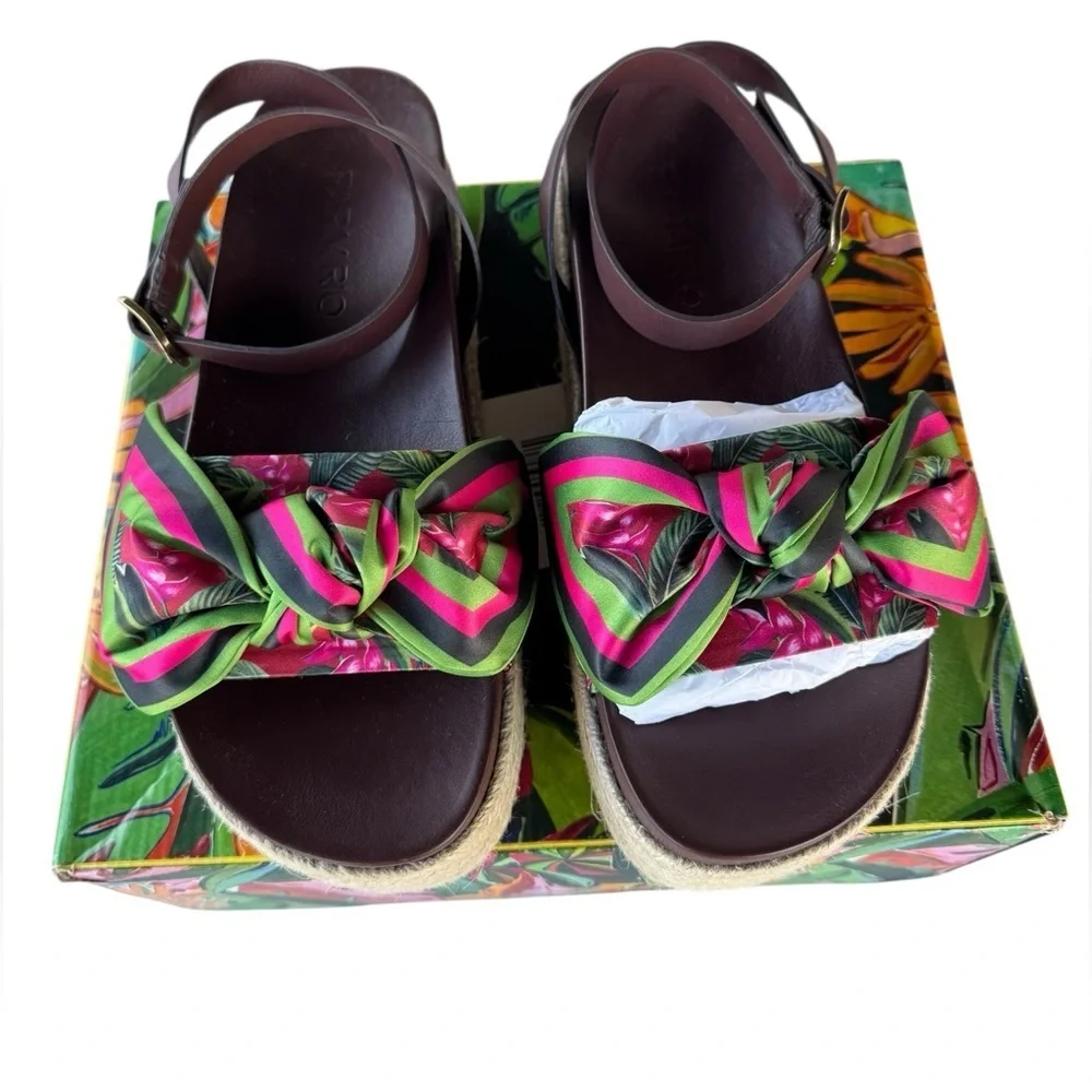 Farm Rio Scarf Raffia Platform Sandals - Picture 1 of 16